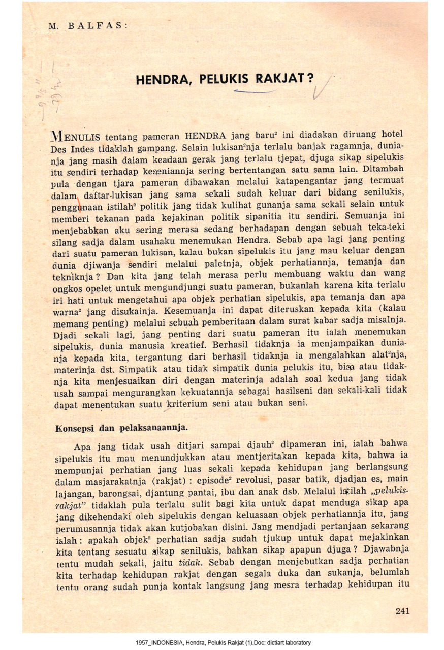 Hendra, Pelukis Rakjat?