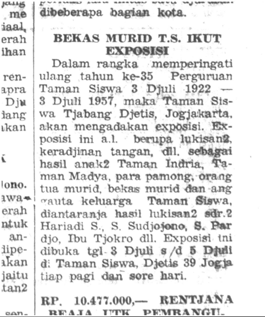 Bekas Murid Taman Siswa Ikut Eksposisi