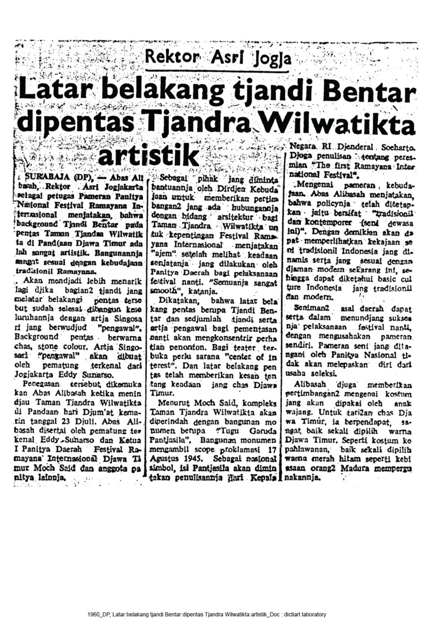 Latar Belakang Tjandi Bentar Di Pentas Tjandra Wilwatikta Artistik