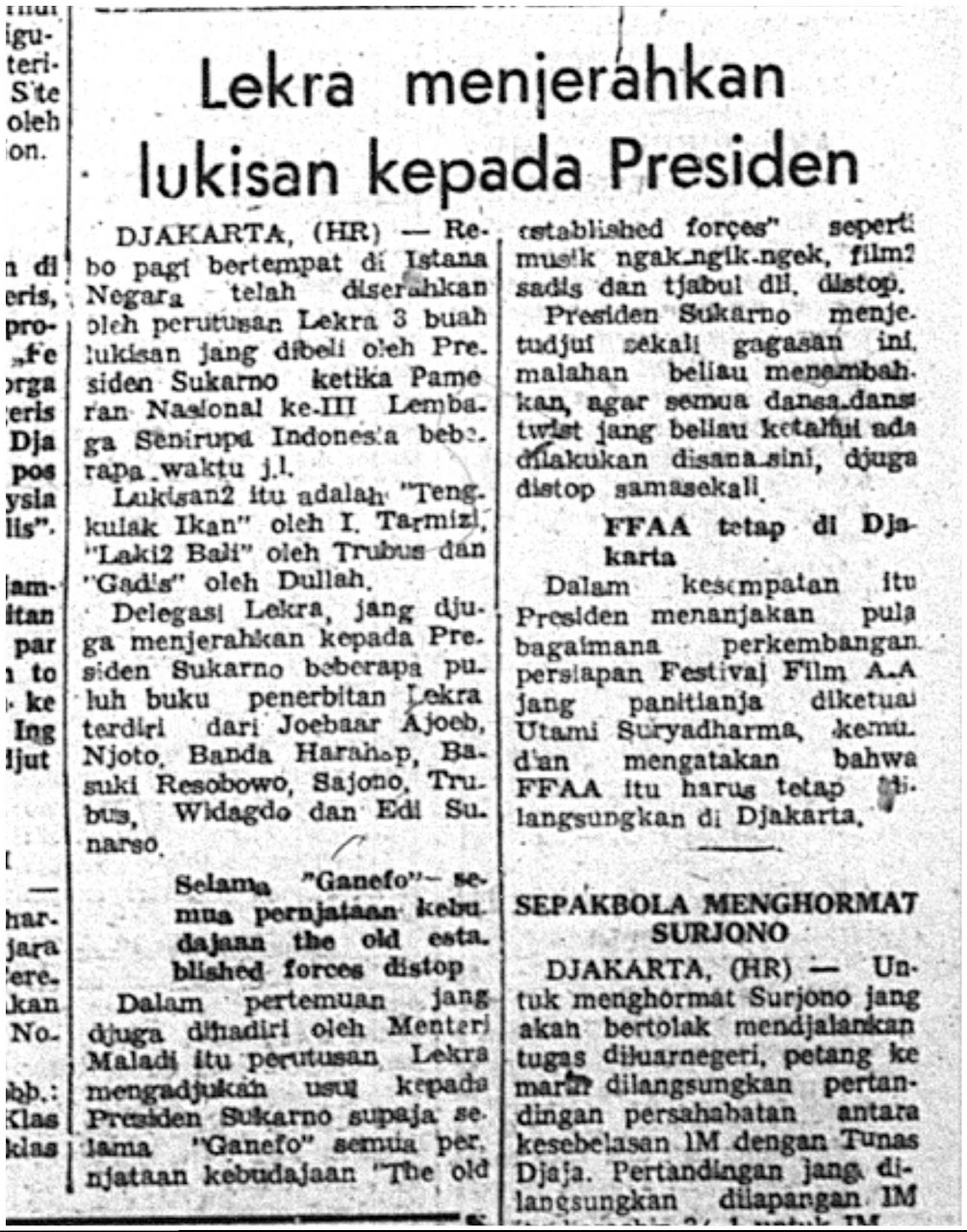 Lekra Menjerahkan Lukisan Kepada Presiden