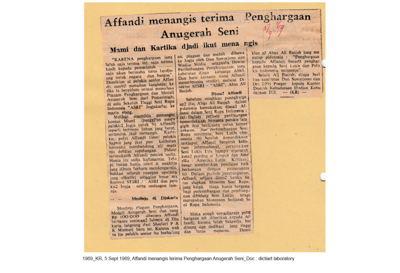 Affandi Menangis Terima Penghargaan Anugerah Seni
