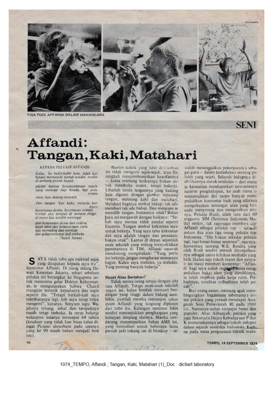 Affandi: Tangan, Kaki, Matahari