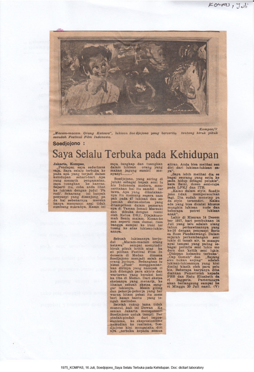 Soedjojono: Saya Selalu Terbuka Pada Kehidupan