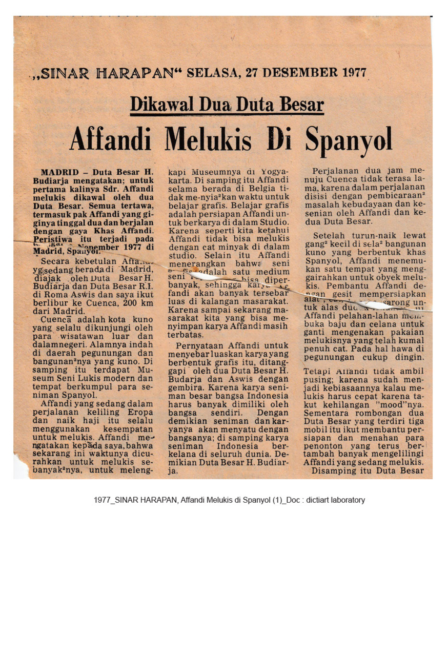 Dikawal Dua Duta Besar, Affandi Melukis di Spanyol