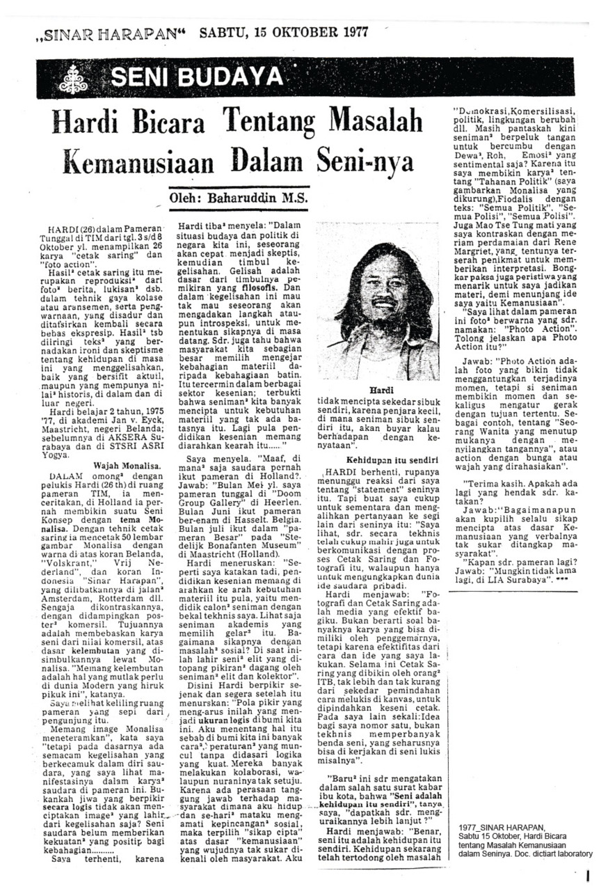 Hardi Bicara Tentang Masalah Kemanusiaan Dalam Seni-nya