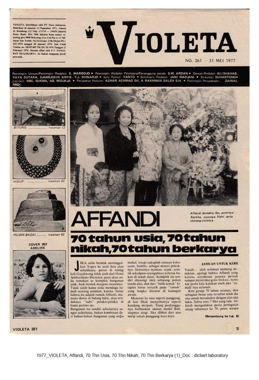 Affandi: 70 Tahun Usia, 70 Tahun Nikah, 70 Tahun Berkarya