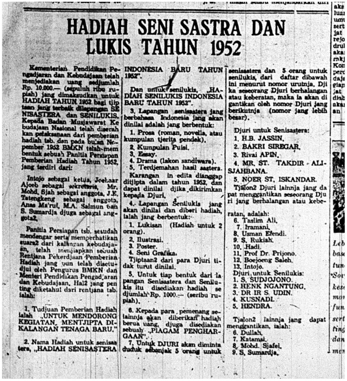 Hadiah Seni Sastra dan Lukisan Tahun 1952