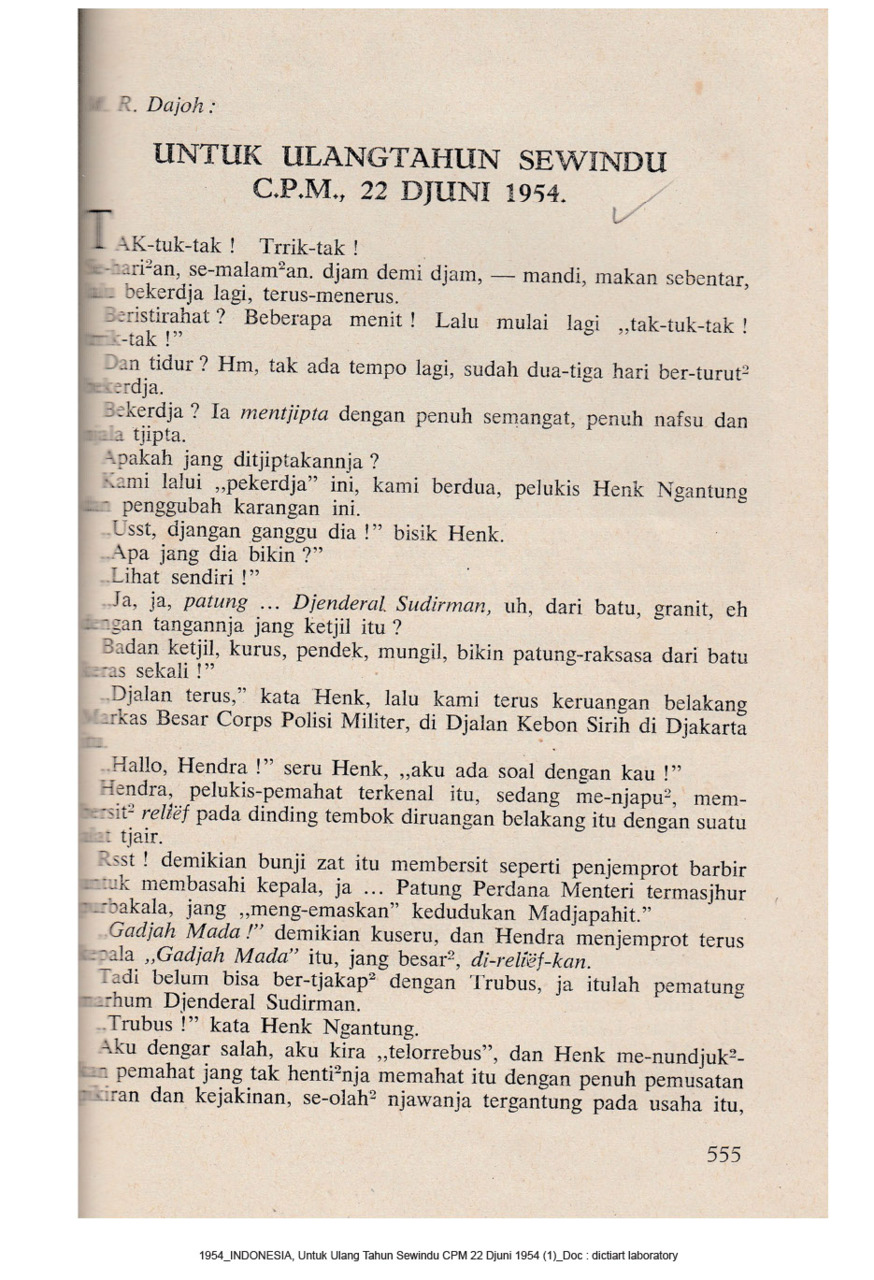 Untuk Ulang Tahun Sewindu C.P.M, 22 Djuni 1954