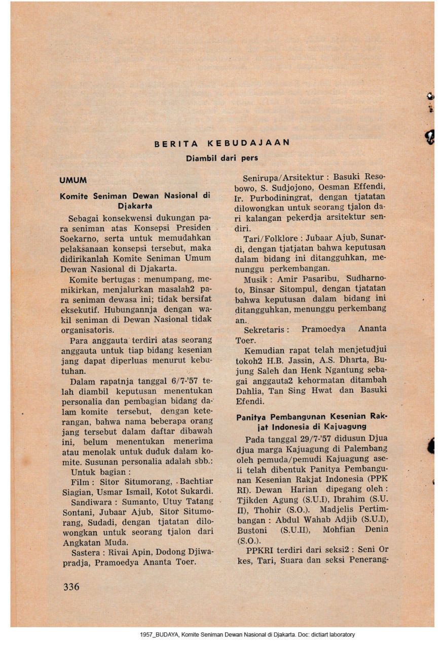 Komite Seniman Dewan Nasional di Djakarta