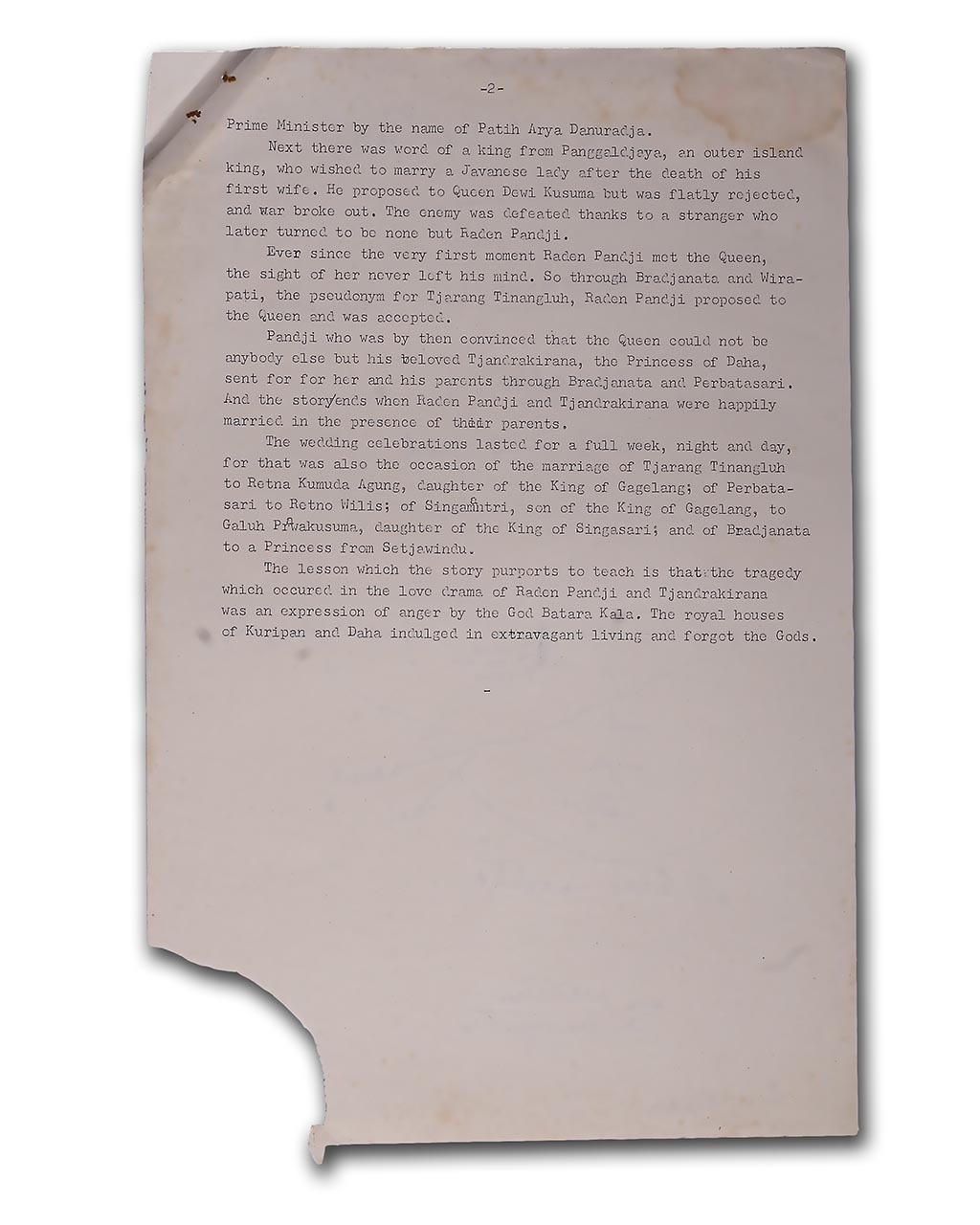 Manuscript Patih Arya Danuradja