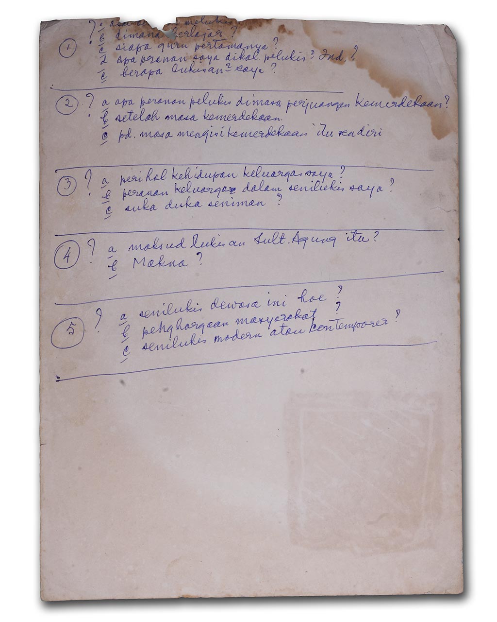 Sudjojono's study (pen) - questions on art
