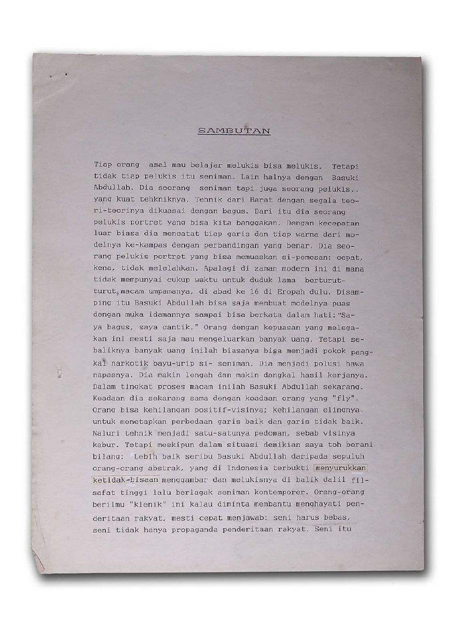 Sambutan untuk Basoeki Abdullah (2)