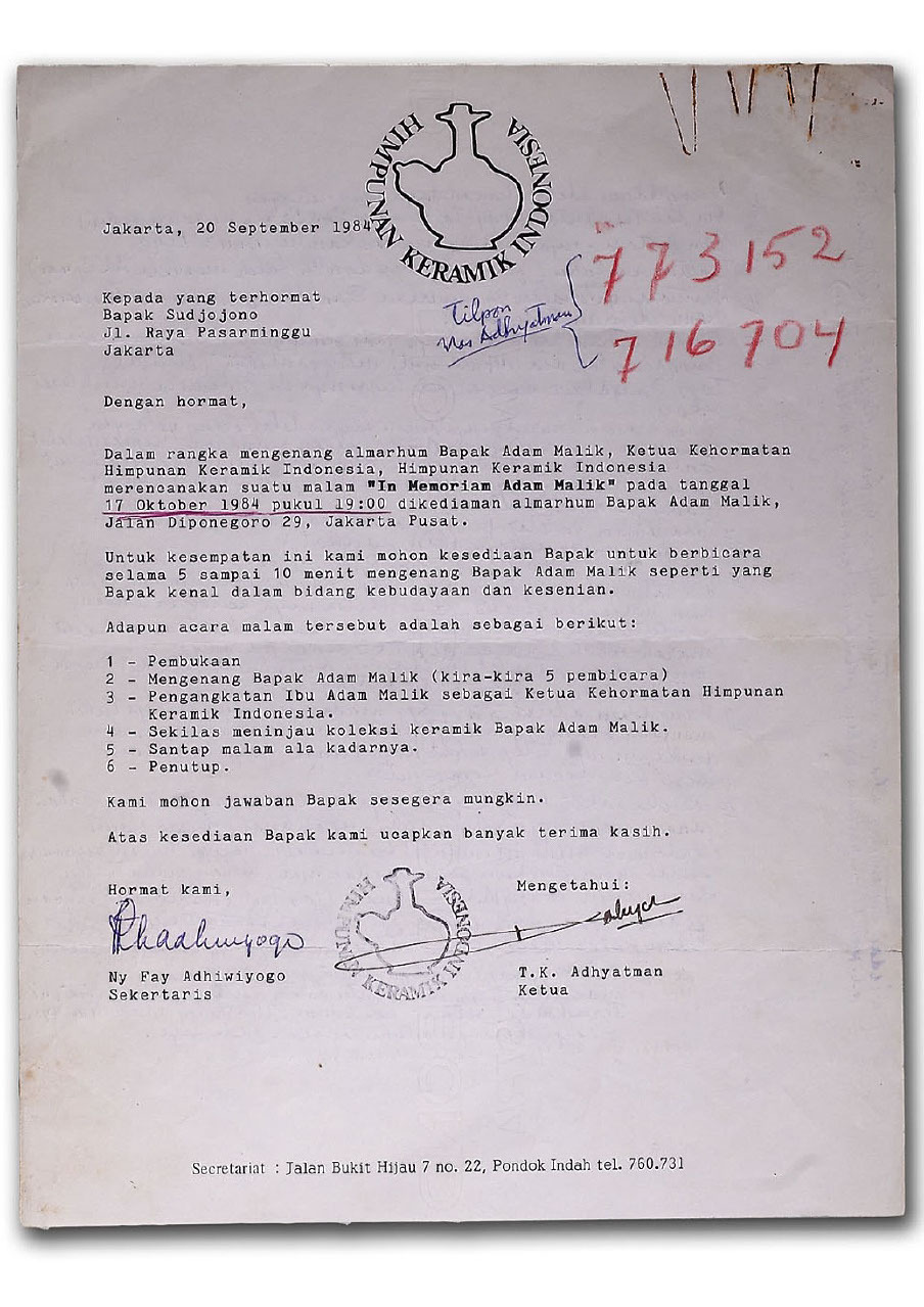 Surat Himpunan Keramik Indonesia