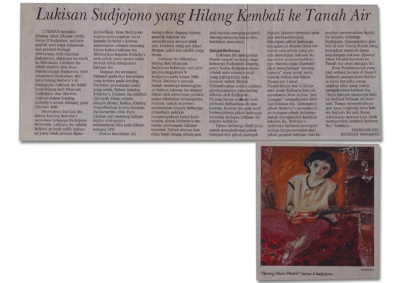 Lukisan Sudjojono Yang Hilang Kembali Ke Tanah Air (3)