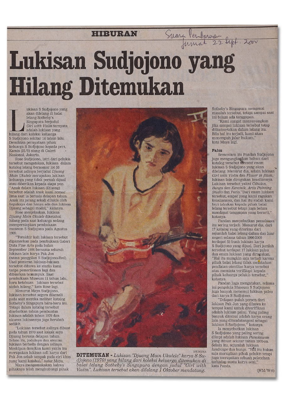Lukisan Sudjojono Yang Hilang Ditemukan