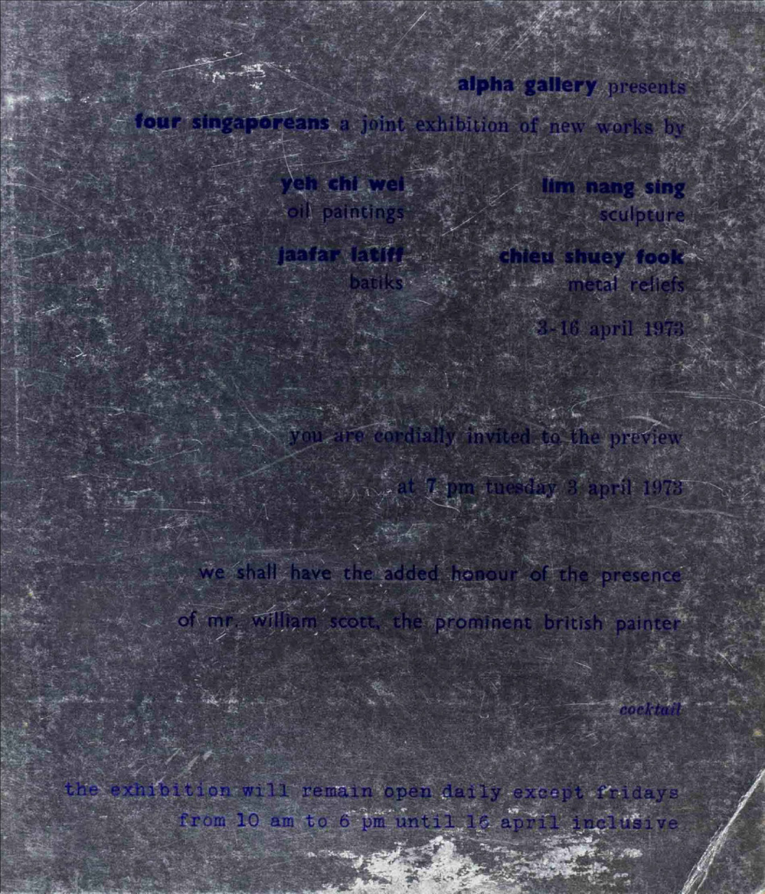 Four Singaporeans : a joint exhibition of new works by Yeh Chi Wei, Lim Nan Seng, Jaafar Latiff, Chieu Shuey Fook