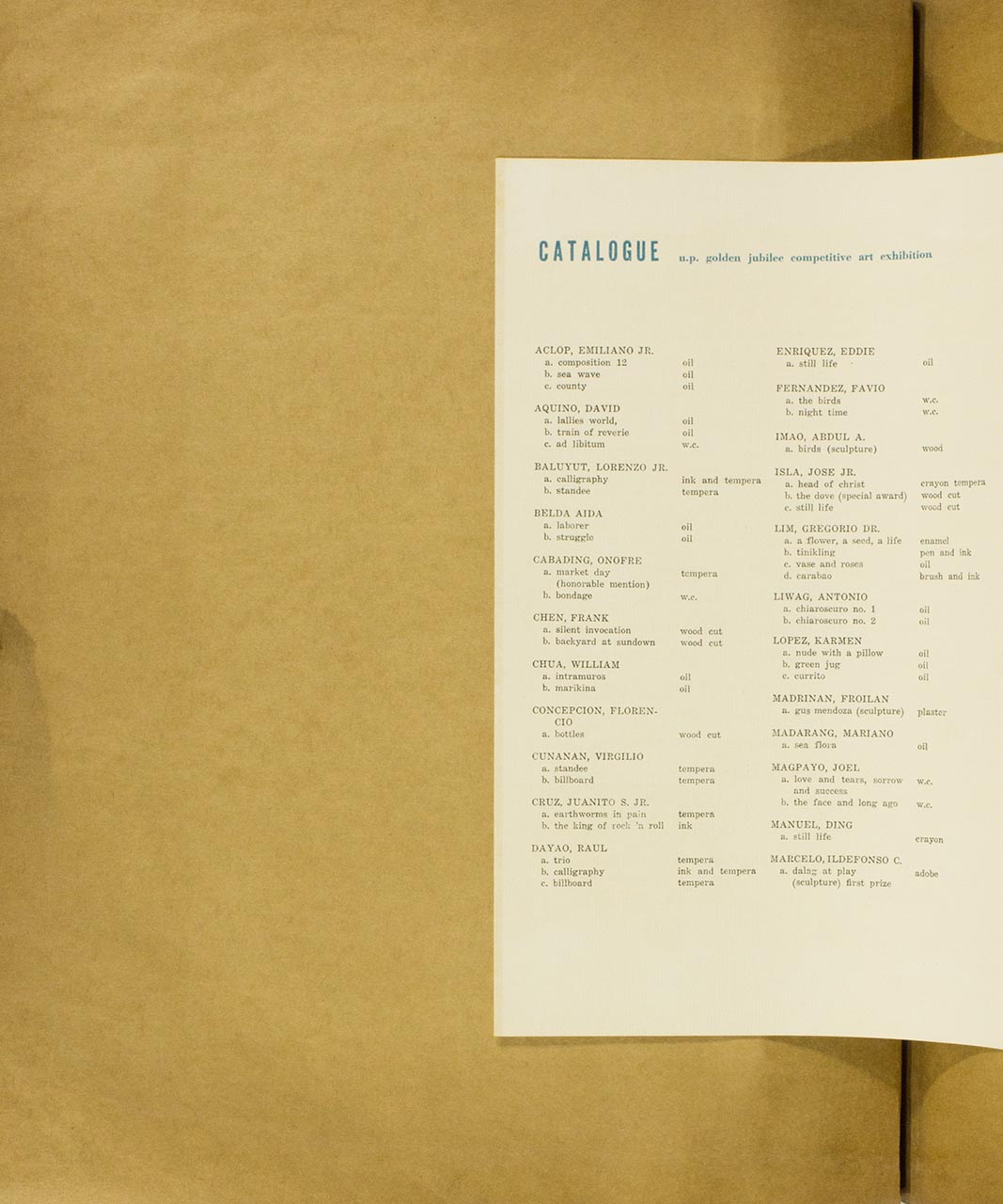 U.P. Golden Jubilee Art Festival Exhibition Catalogue (page 4 of 7)