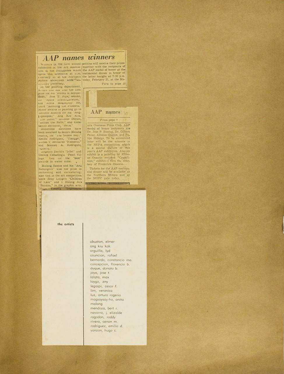AAP names winners; Invitation to the Annual Christmas Group Show (page 2 of 2)