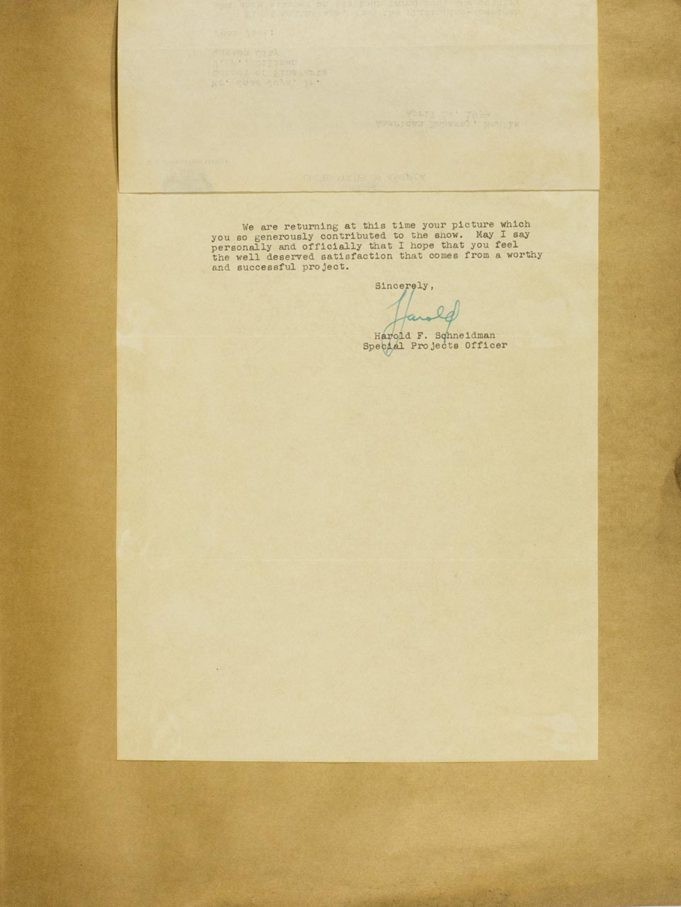 A letter of thanks to Joya regarding his participation in the Philippine-American Art Show. (page 2 of 2)