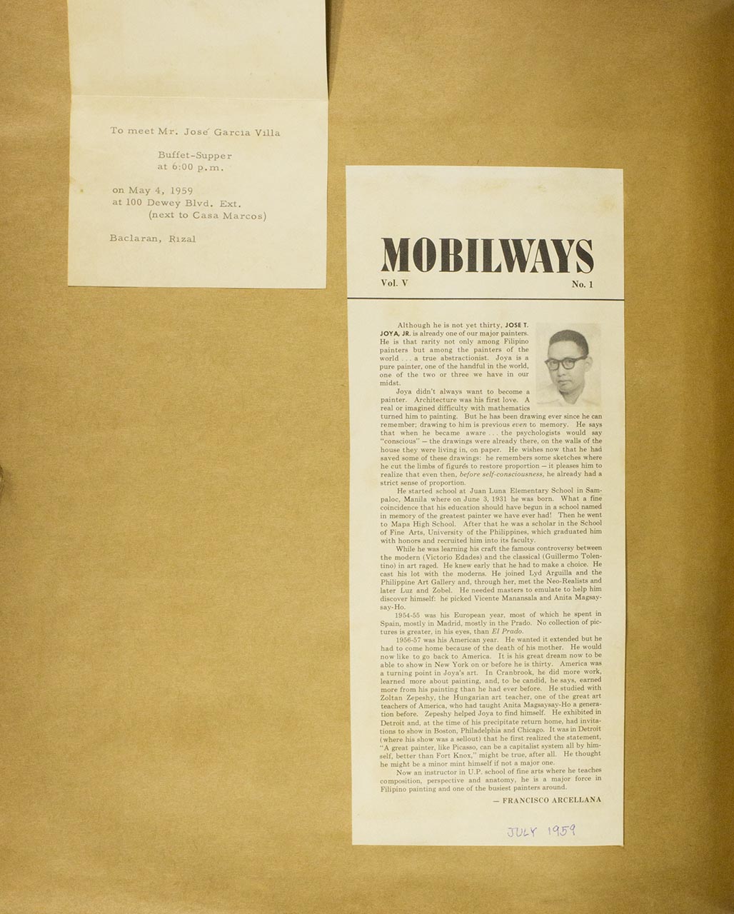 A card addressed to Mr. and Mrs. Rafael A. Ledesma; Mobilways (page 2 of 2)