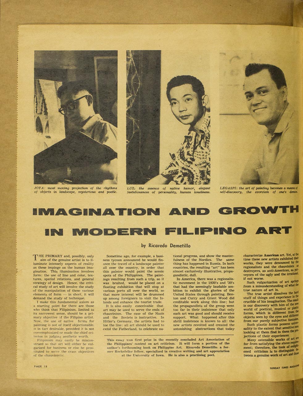 The Sunday Times Magazine; Imagination and Growth in Modern Filipino Art (page 2 of 3)