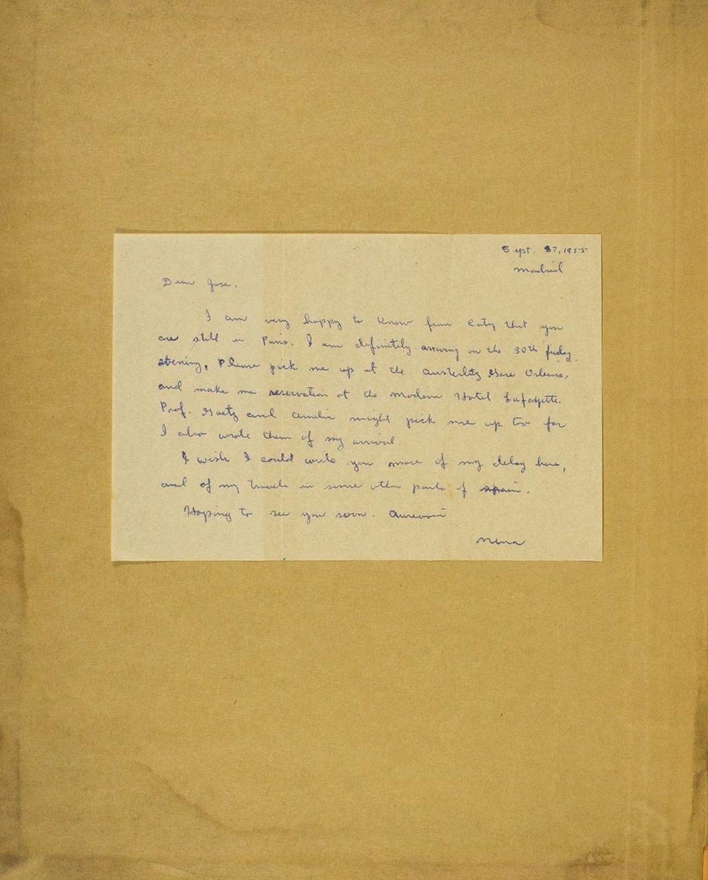 A personal handwritten letter to Joya