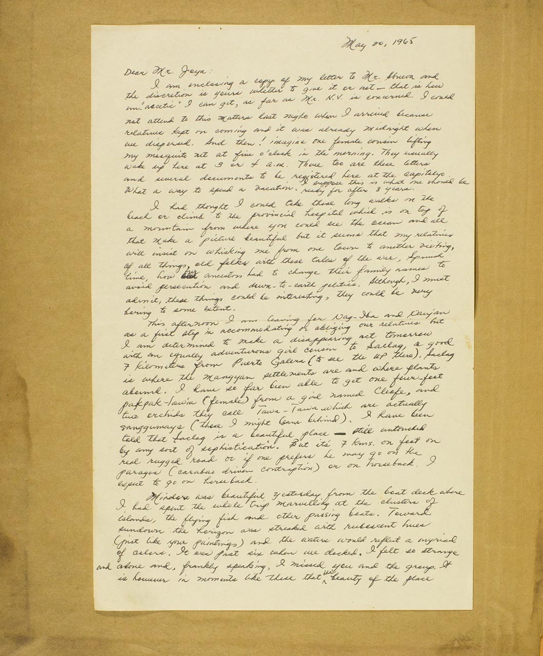 A Personal letter to Abueva with regards to his older letters (Some Contents illegible); A personal letter to Joya regarding the letter written to Abueva (page 3 of 4)