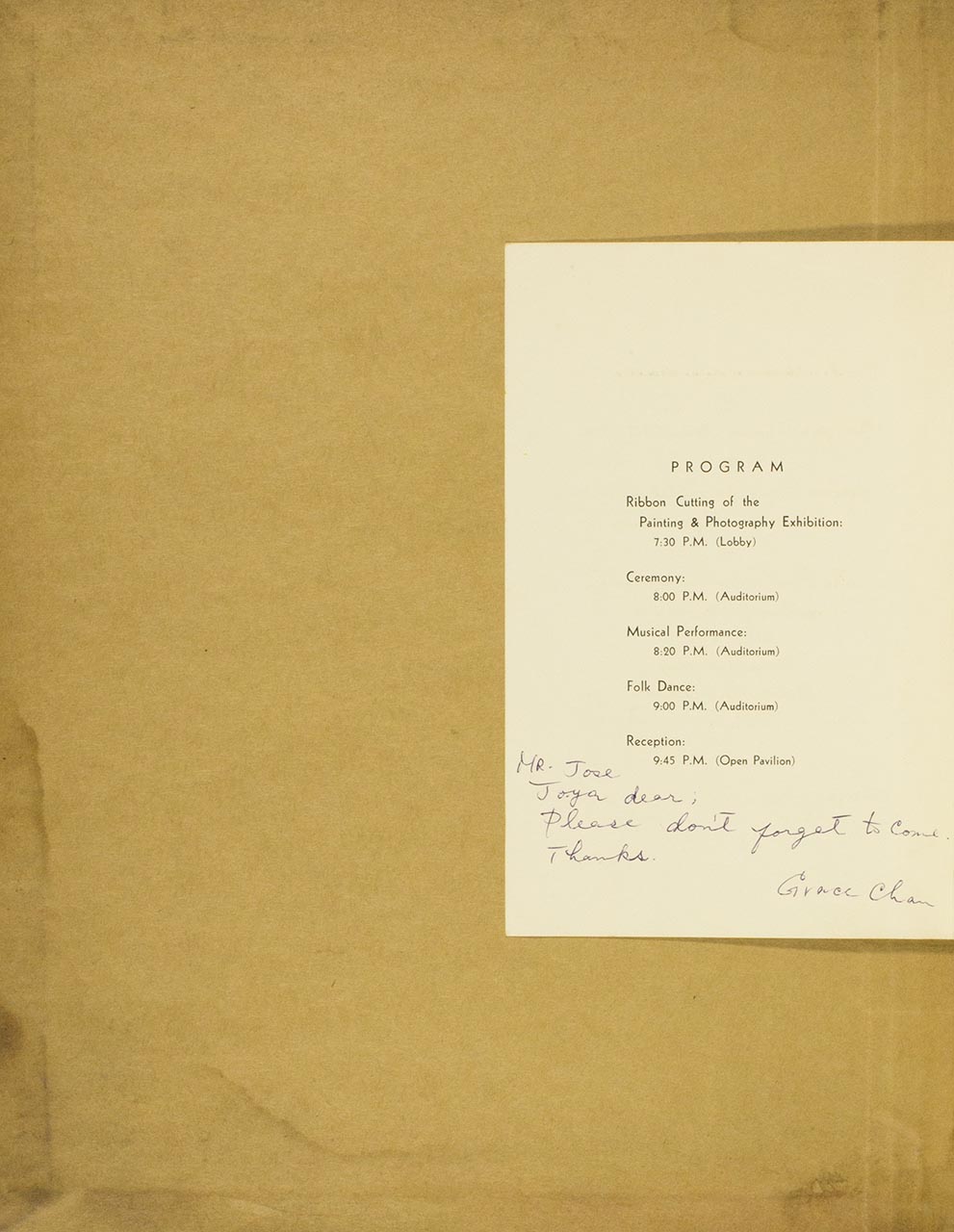 An Invitation to The Philippines-China Night with a program outline (page 2 of 4)