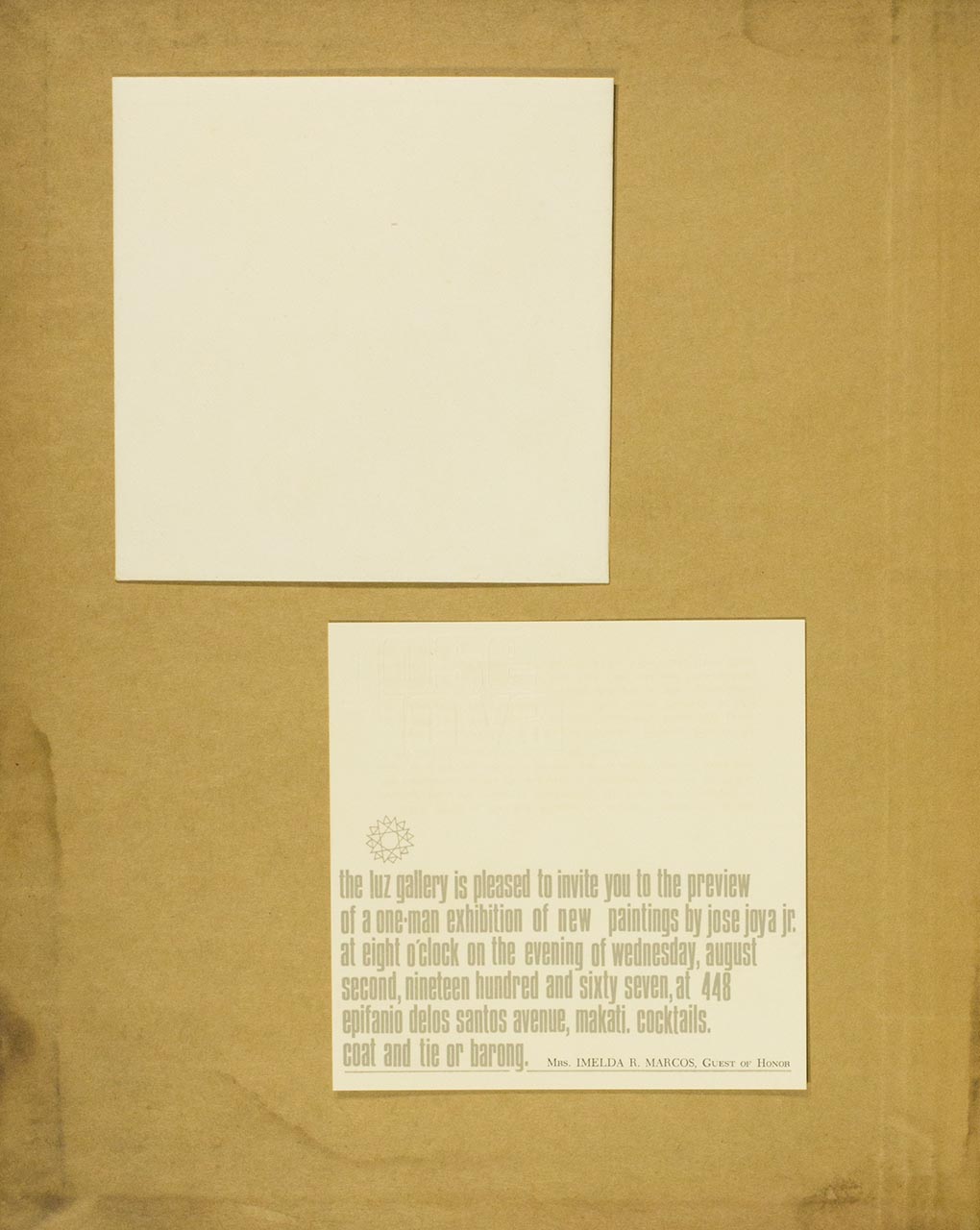 An Invitation Card to Joya's one-man exhibition (page 1 of 2)