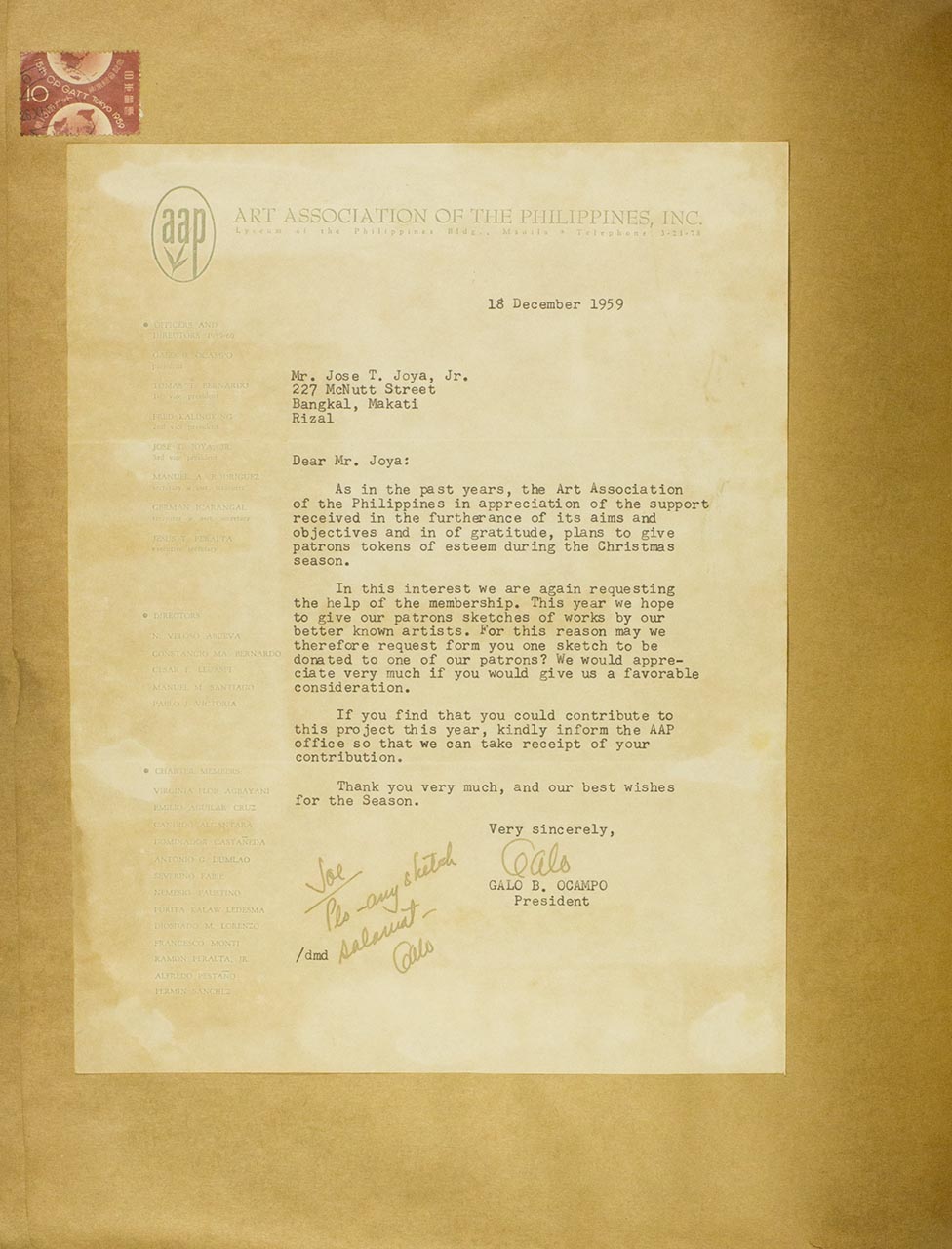 A letter requesting Joya to participate in an AAP related event