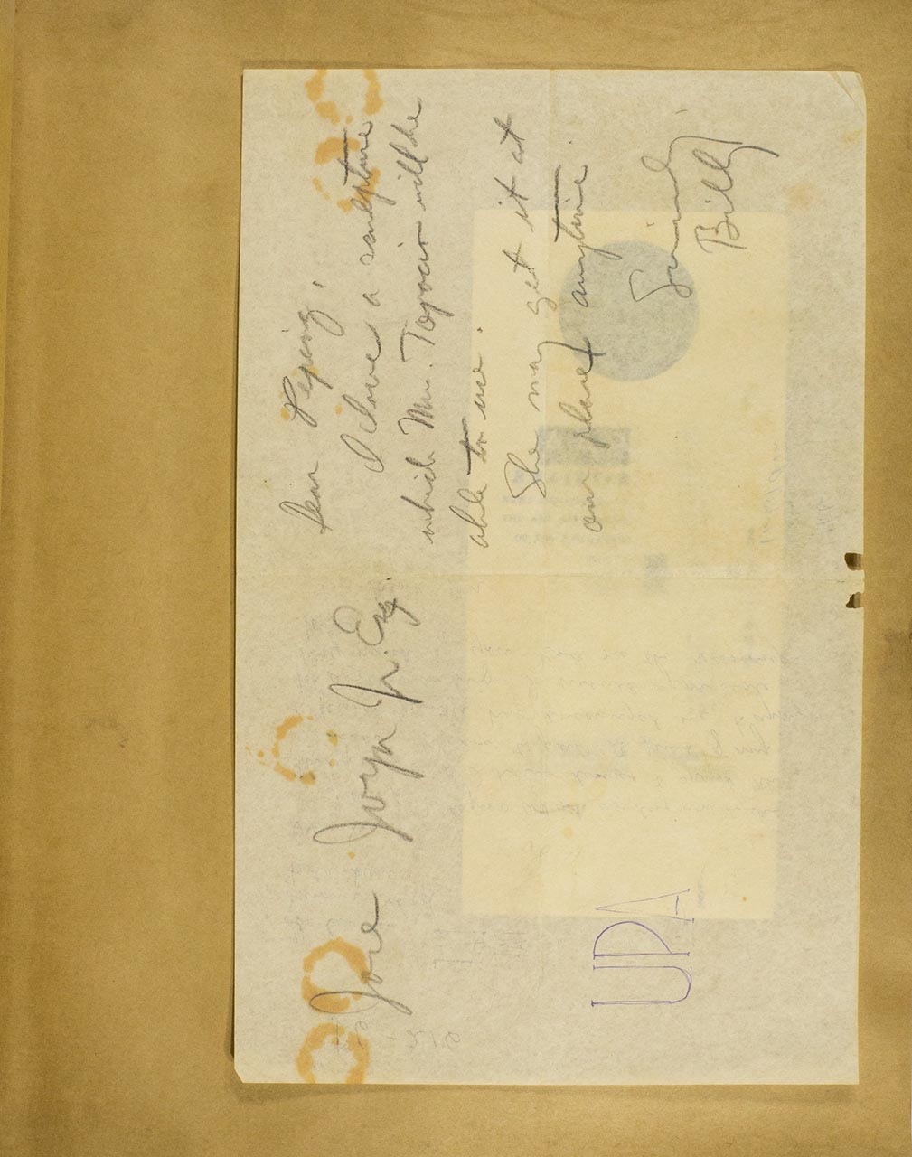 Letter from Billy to Joya Jose (Jr.)