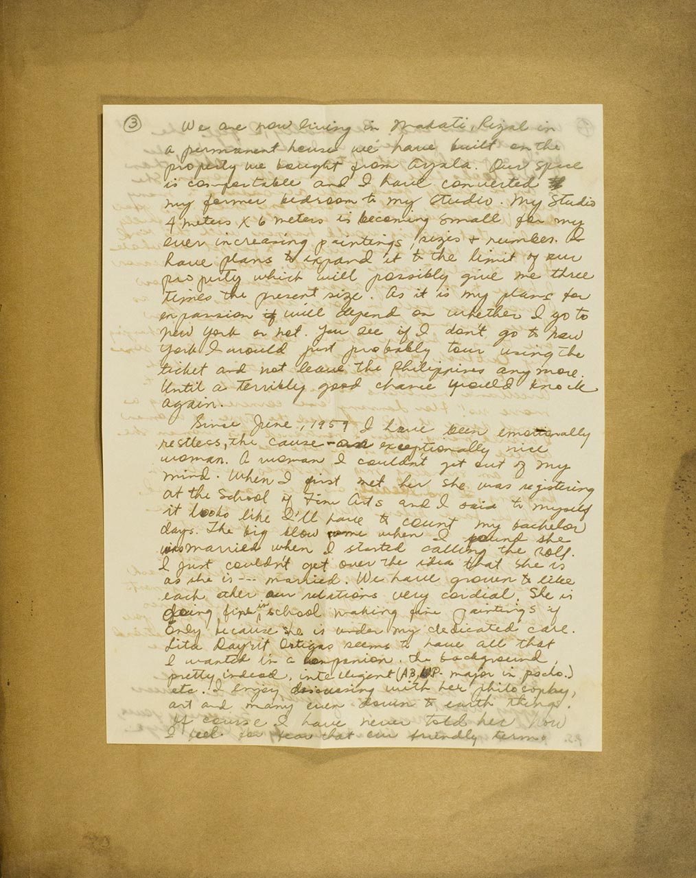 An Envelope addressed to Nena Saguil then to Jose Joya; Joya: Recent Painting (Exhibition Catalogue Invitation cum Christmas Card); A Personal Letter to Nena (page 7 of 9)