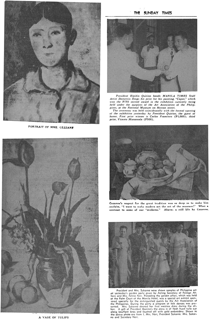 President Quirino hands Demetrio Diego his prize