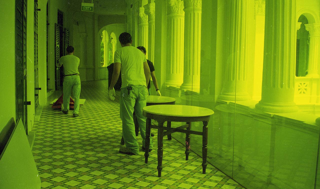 Photographic documentation of "Let's Chat" by Amanda Heng at the Singapore Art Museum in 2000 (Exhibition Preparation)