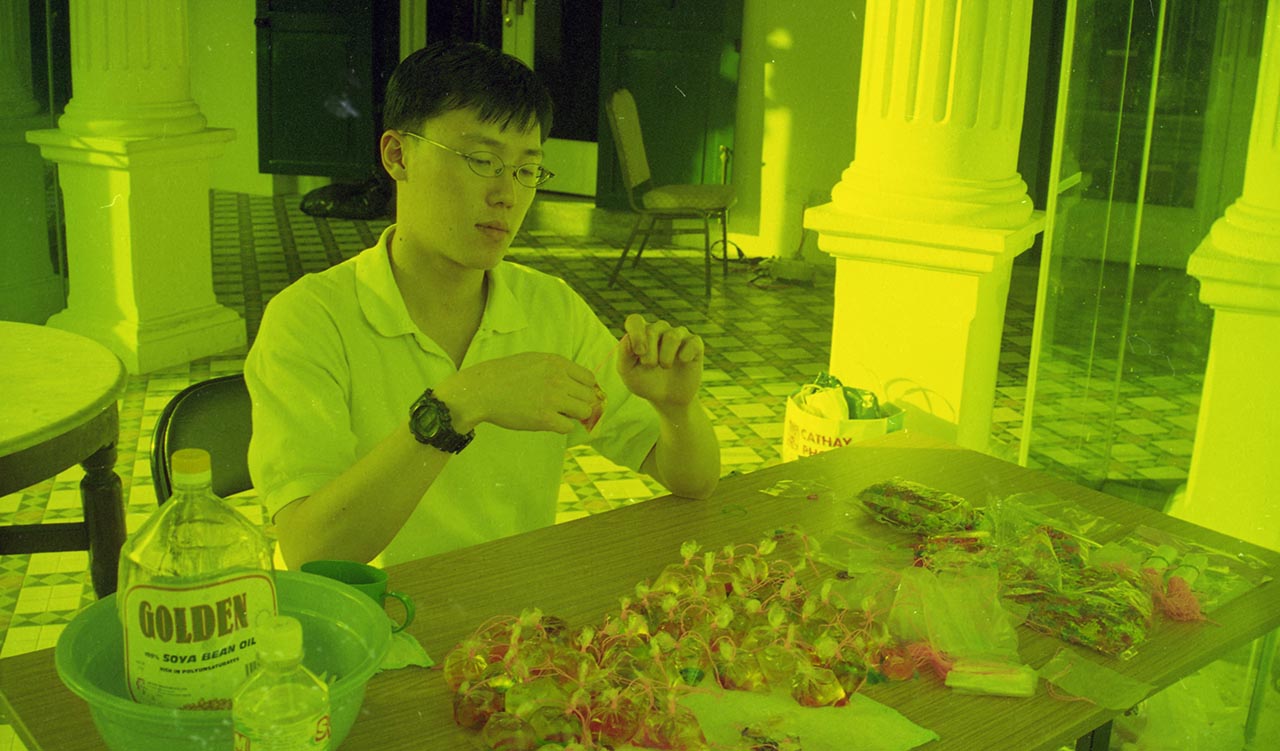 Photographic documentation of "Let's Chat" by Amanda Heng at the Singapore Art Museum in 2000 (Exhibition Preparation)