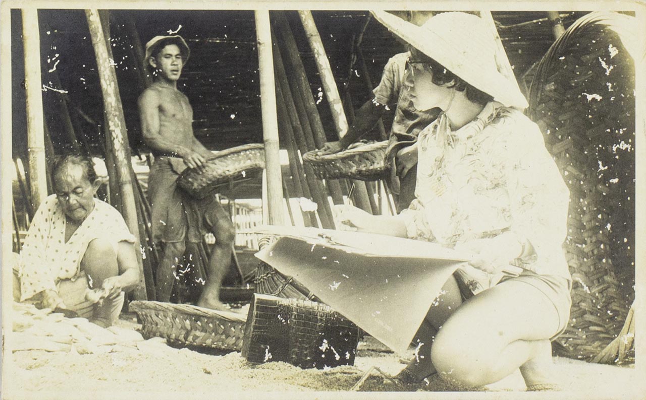 Chen Cheng Mei on one of her trips to Southeast Asia with the Ten Men Art Group