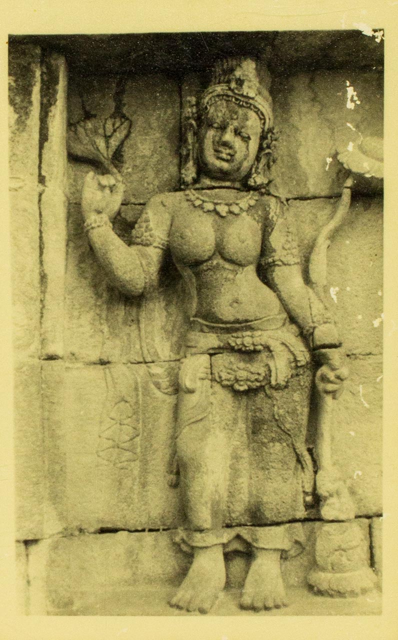 Borobudur stone relief of a goddess, Central Java