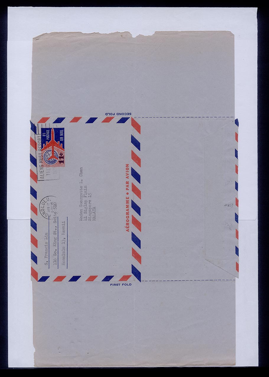Aerogramme from Dr. Francis Liu to Georgette Chen, 17 January 1963 (Page 2 of 2)