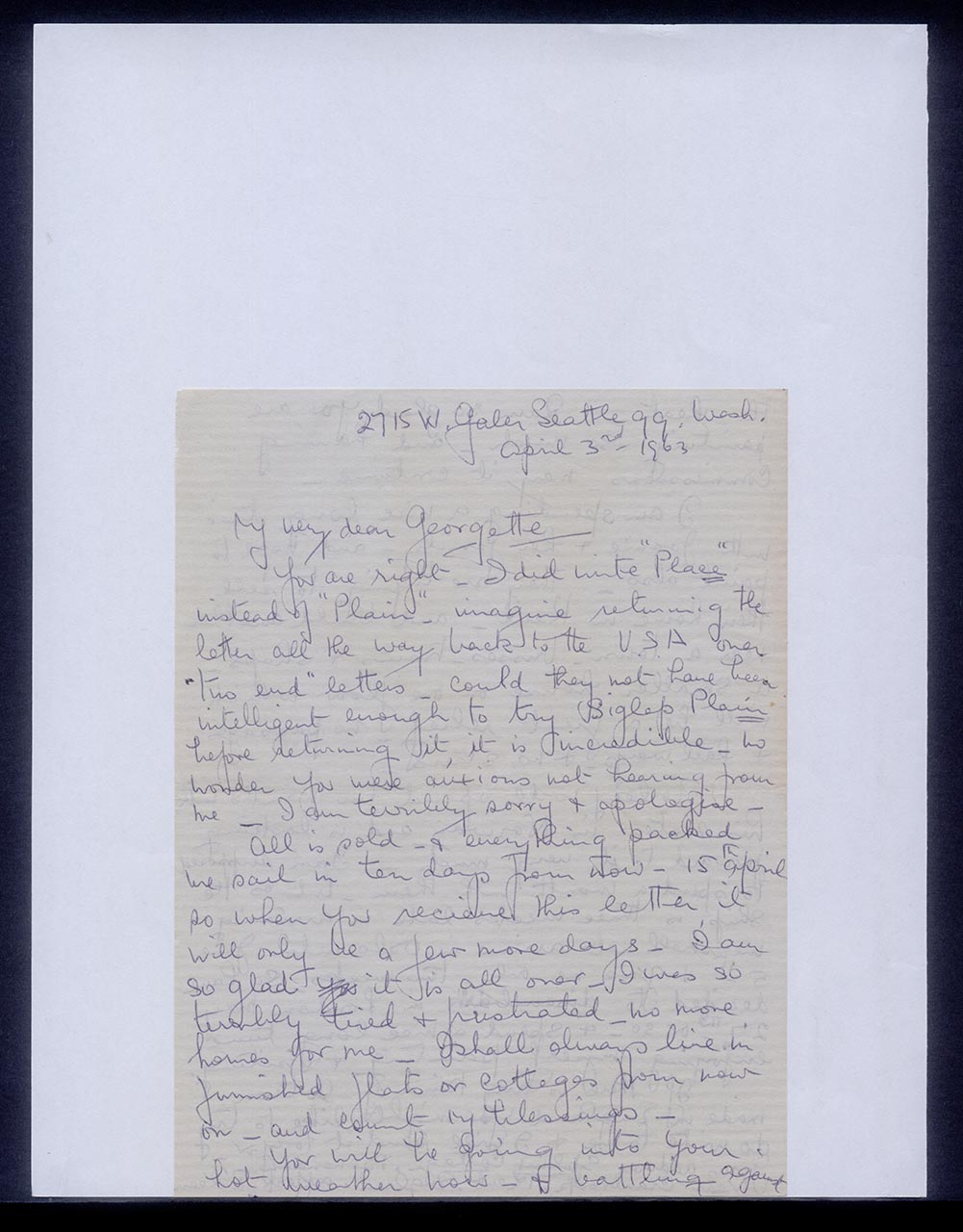 Letter from Eileen Torland to Georgette Chen, 3 April 1963 (Page 1 of 2)