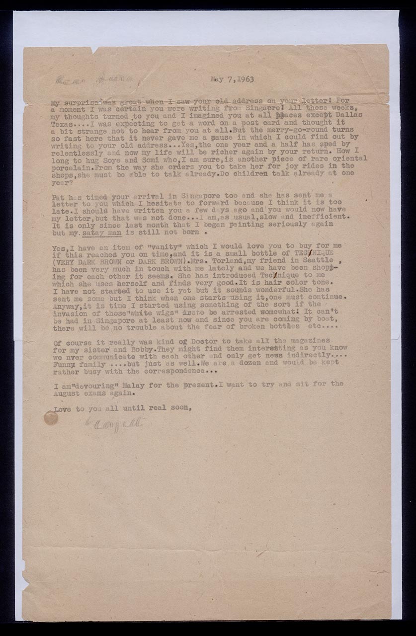 Letter from Georgette Chen to Kim Sura, 7 May 1963