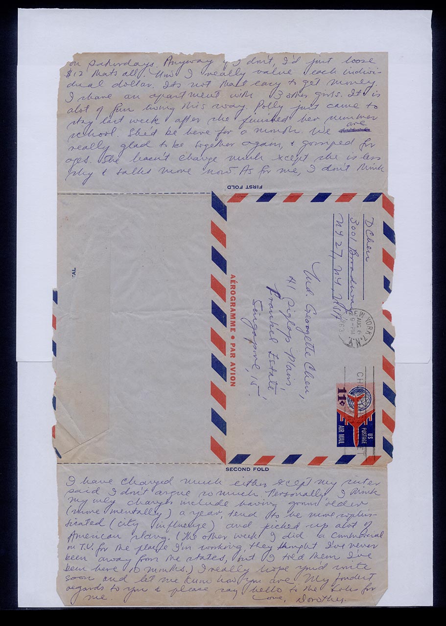 Aerogramme from Dorothy Chen to Georgette Chen, 7 August 1963 (Page 2 of 2)