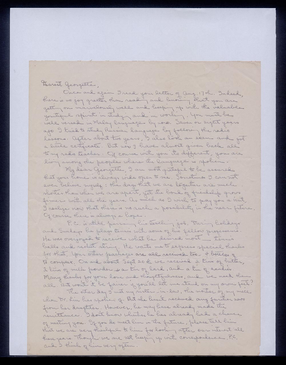 Letter from Chuang Yoeh Foong to Georgette Chen, 15 October 1963 (Page 1 of 3)
