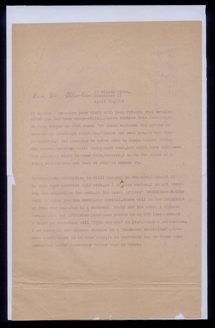 Letter from Georgette Chen to Dr. Newton, 14 April 1964 (Page 1 of 2)