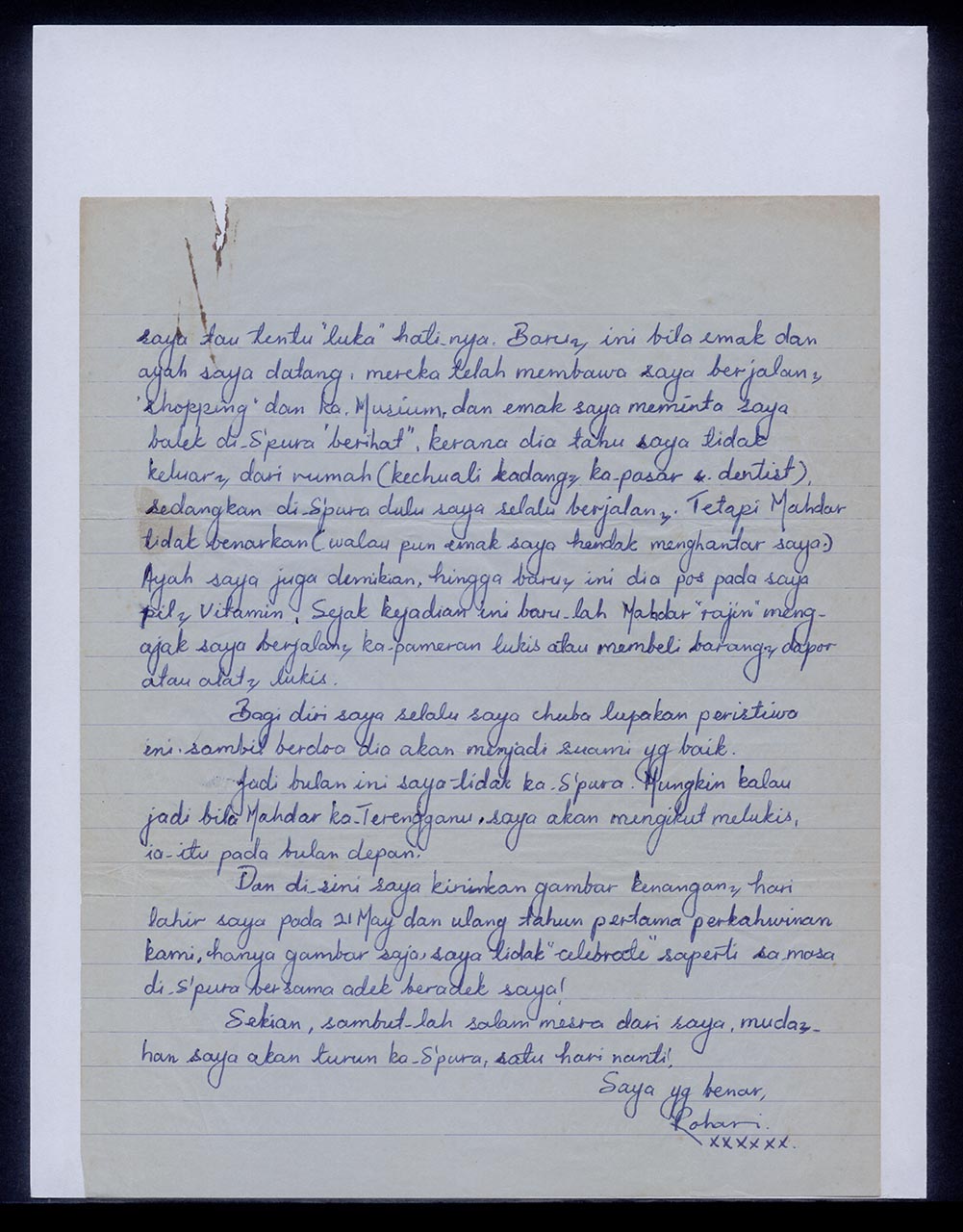 Letter from Rohani Ismail to Georgette Chen, 9 June 1964 (Page 3 of 3)