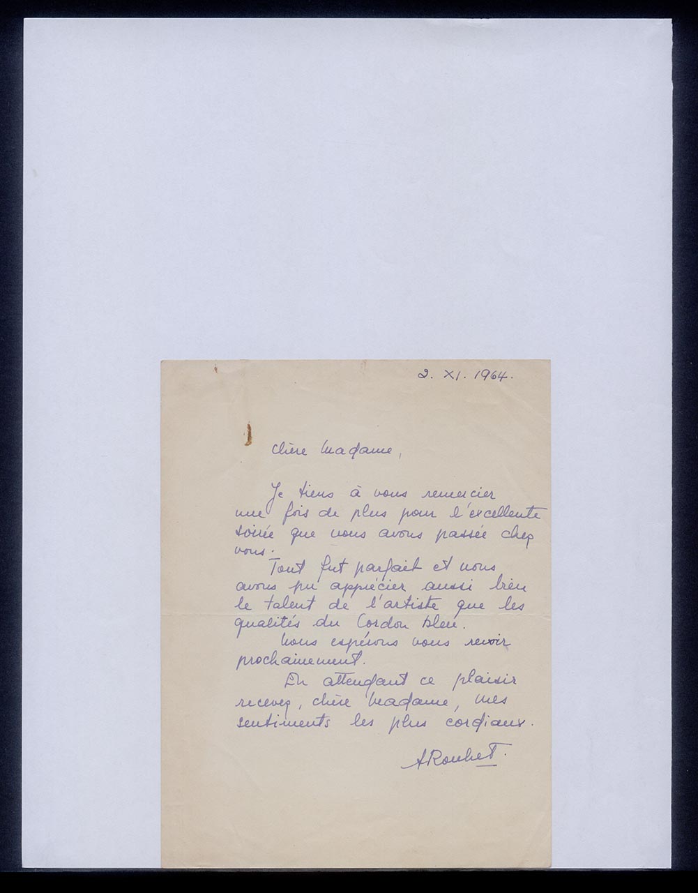 Letter from Rouhet(?) to Georgette Chen, 2 November 1964
