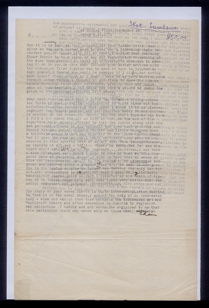 Letter from Georgette Chen to Bernadine Szold-Fritz, 11 January 1971 (Page 1 of 2)