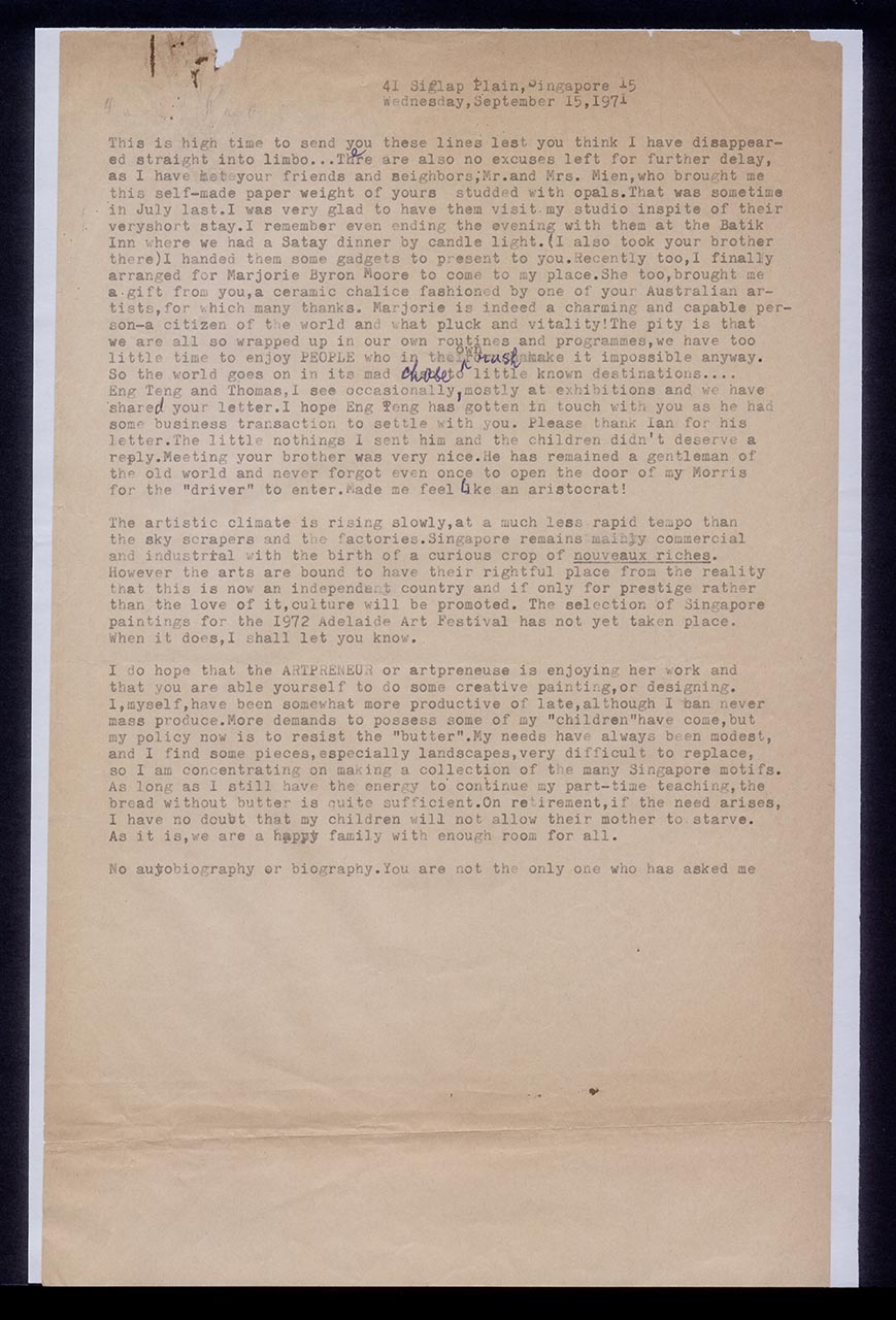 Letter from Georgette Chen to Patricia Northmore Kennison, 15 September 1971 (Page 1 of 2)