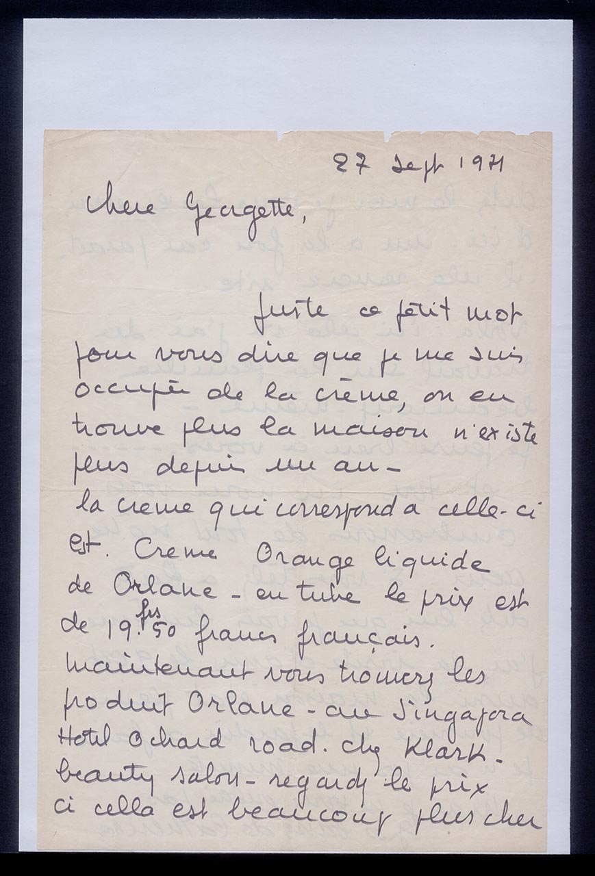 Letter from Katherine Schmid to Georgette Chen, 27 September 1971 (Page 1  of 2)
