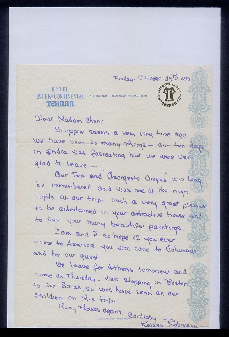 Letter from Kelsey Robinson to Georgette Chen, 29 October 1971 (Page 3 of 3)