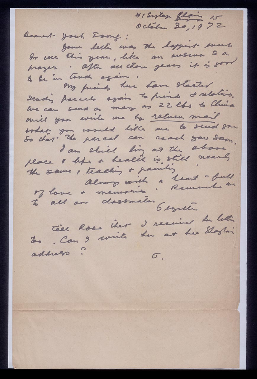 Letter from Georgette Chen to Chuang Yoeh Foong, 30 October 1972